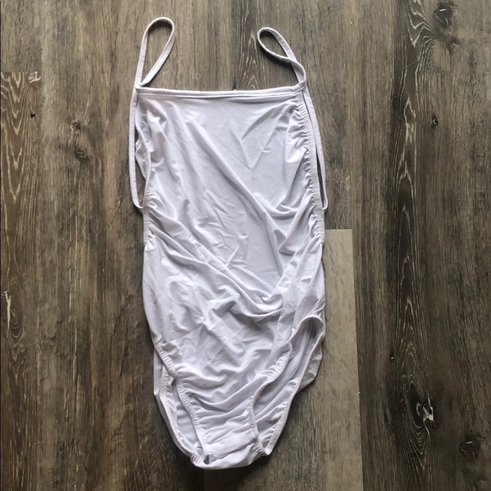 White sheer bodysuit with low back